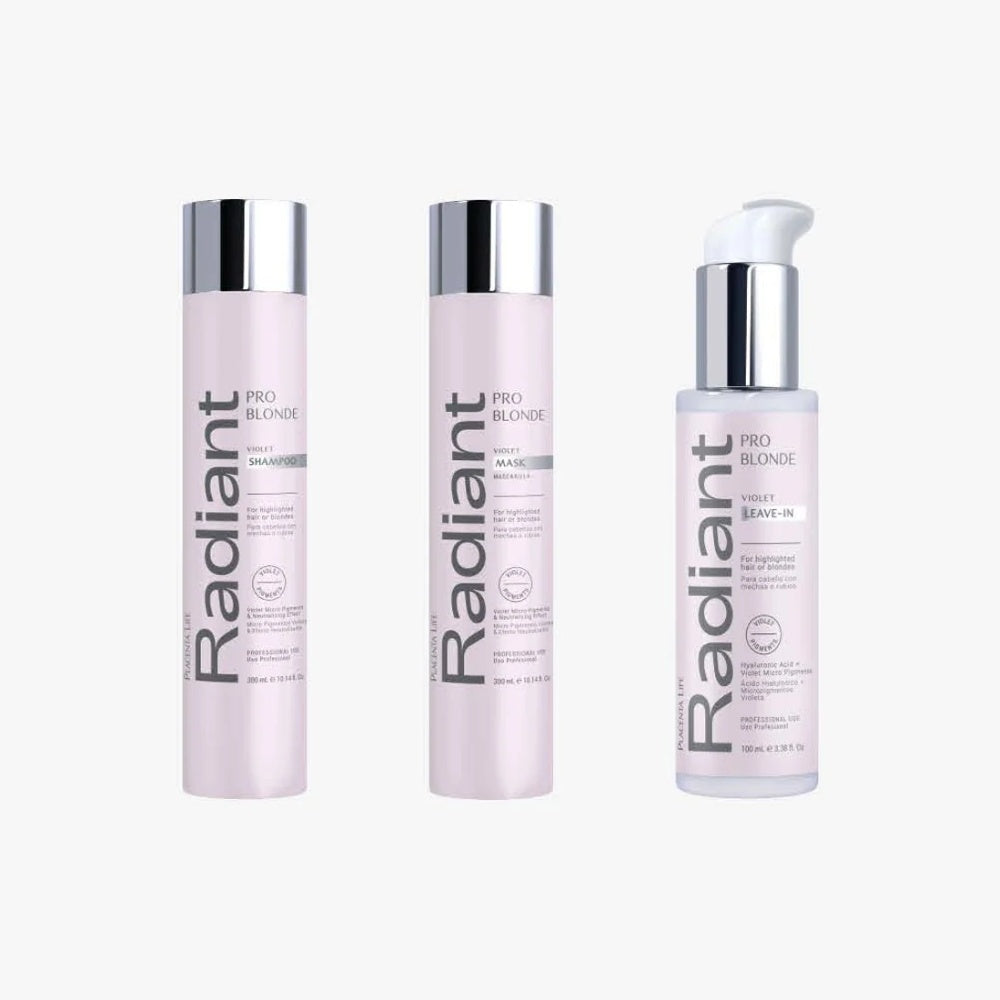 Kit Rubio Perfecto: shampoo matizador, mascarilla matizadora y leave-in Pro Blonde